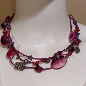 3 level multi colored &: shaped beaded necklace